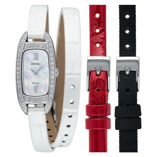 Seiko Essentials Mother of Pearl Dial Oval Shape Case 16.5mm Ladies' Watch SUP391