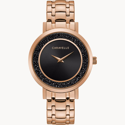Caravelle by Bulova Modern Black Dial Women’s Stainless Steel Watch 44L252