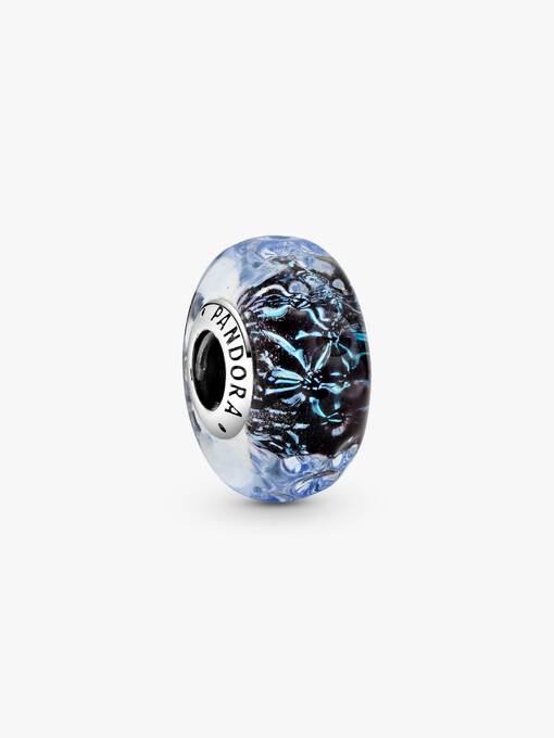 Wavy Dark Blue Murano Glass Ocean Charm 798938C00