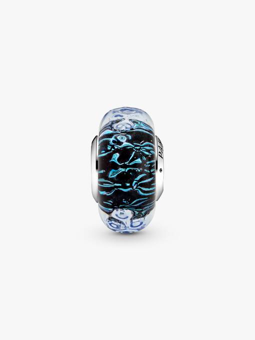 Wavy Dark Blue Murano Glass Ocean Charm 798938C00