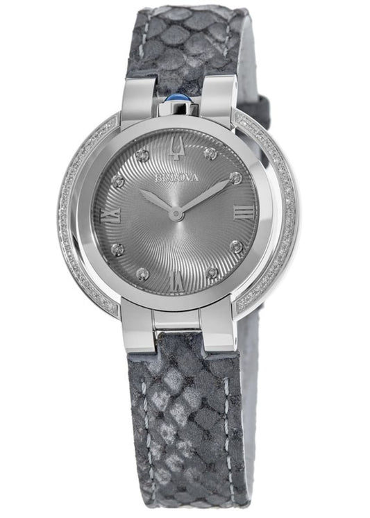 Bulova Rubaiyat Quartz Diamond Grey Dial Watch 96R218