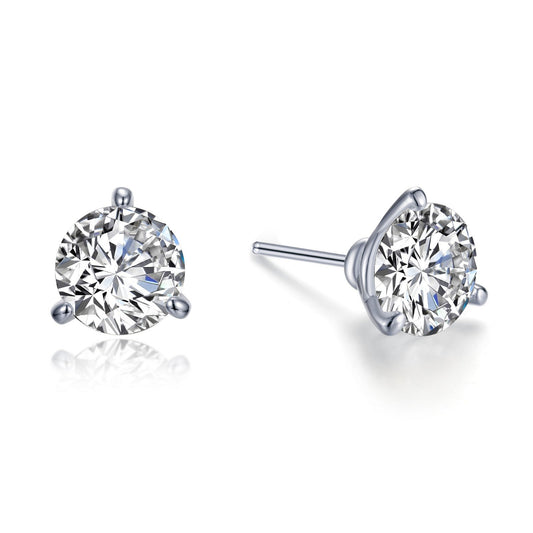4 CTW 3 Prong Martini Stud Earrings