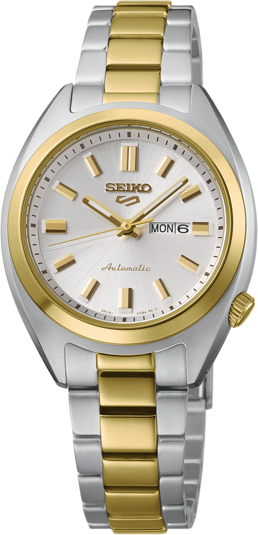 Seiko 5 Sports Two Tone Silver Dial Automatic 32mm Ladies' Watch SRE024