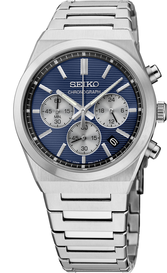 Seiko Essentials Collection Blue Chronograph Dial Quartz 40mm Men's Watch SSB453