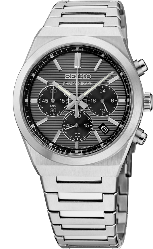 Seiko Essentials Collection Chronograph Gray Dial Quartz 40mm Men's Watch SSB455