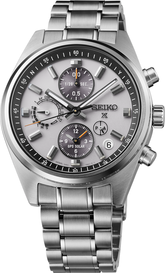 Seiko Prospex Speedtimer GPS Solar Dual Time Chronograph Silver Dial 42mm Men's Watch SSH165