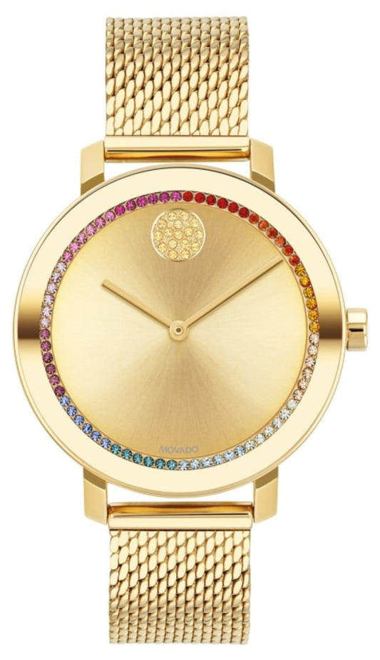 Movado Bold Evolution Gold Dial Yellow Gold Steel Women's Watch 3600699