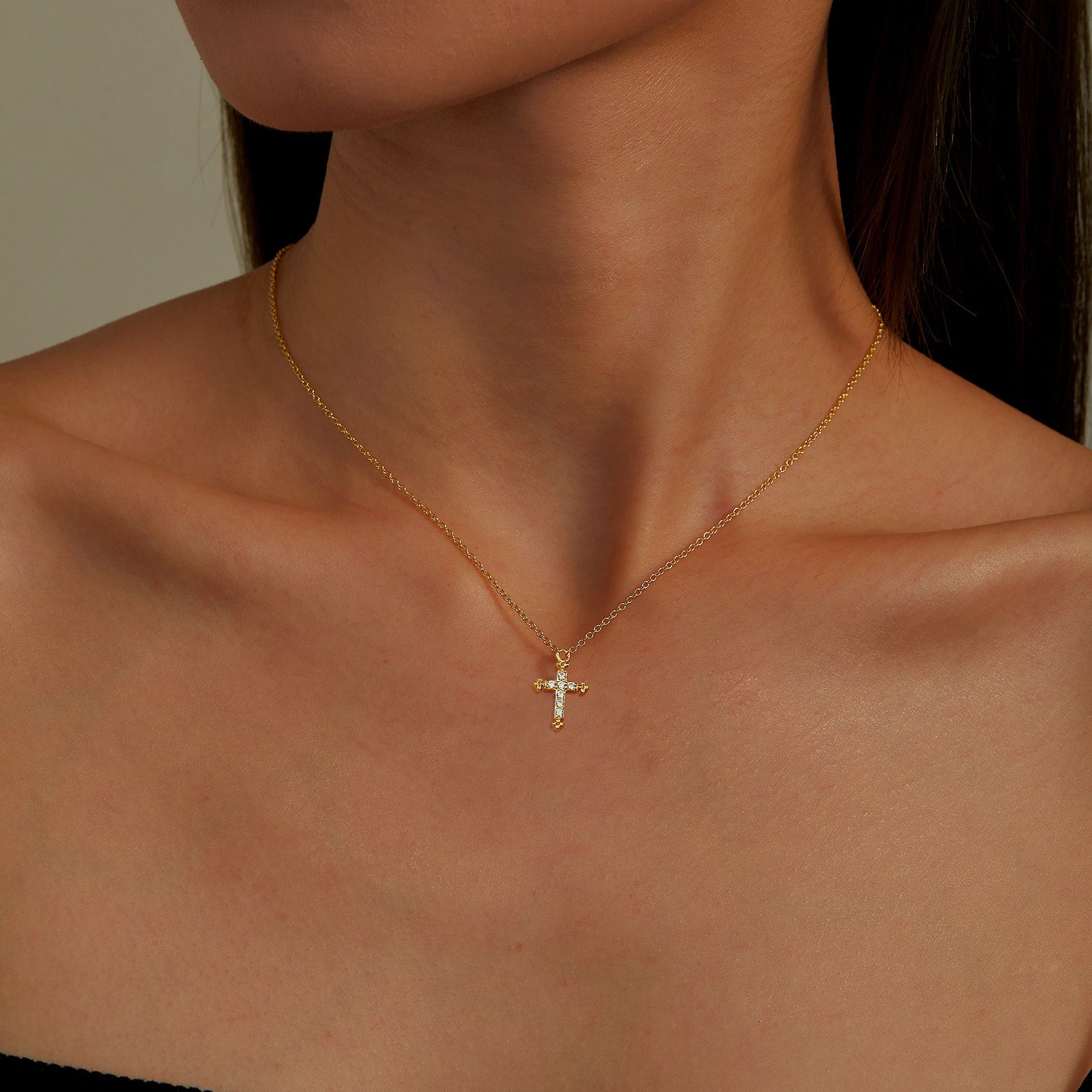 0.07 CTW Cross Necklace