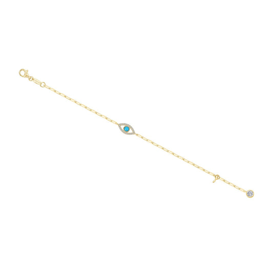 Evil Eye Paperclip Bracelet