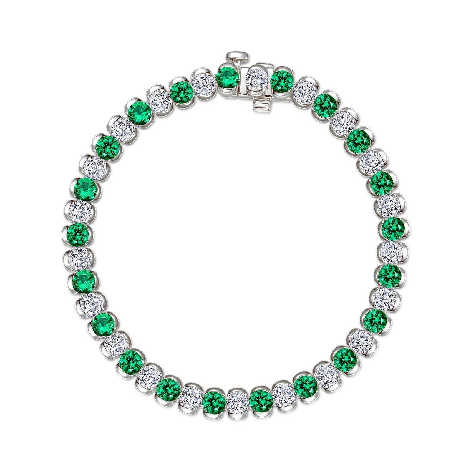 7.5 CTW Aria Half-Bezel Emerald Tennis Bracelet