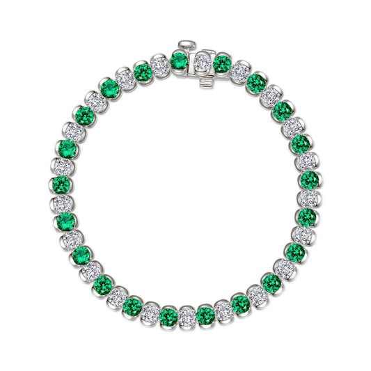 7.5 CTW Aria Half-Bezel Emerald Tennis Bracelet