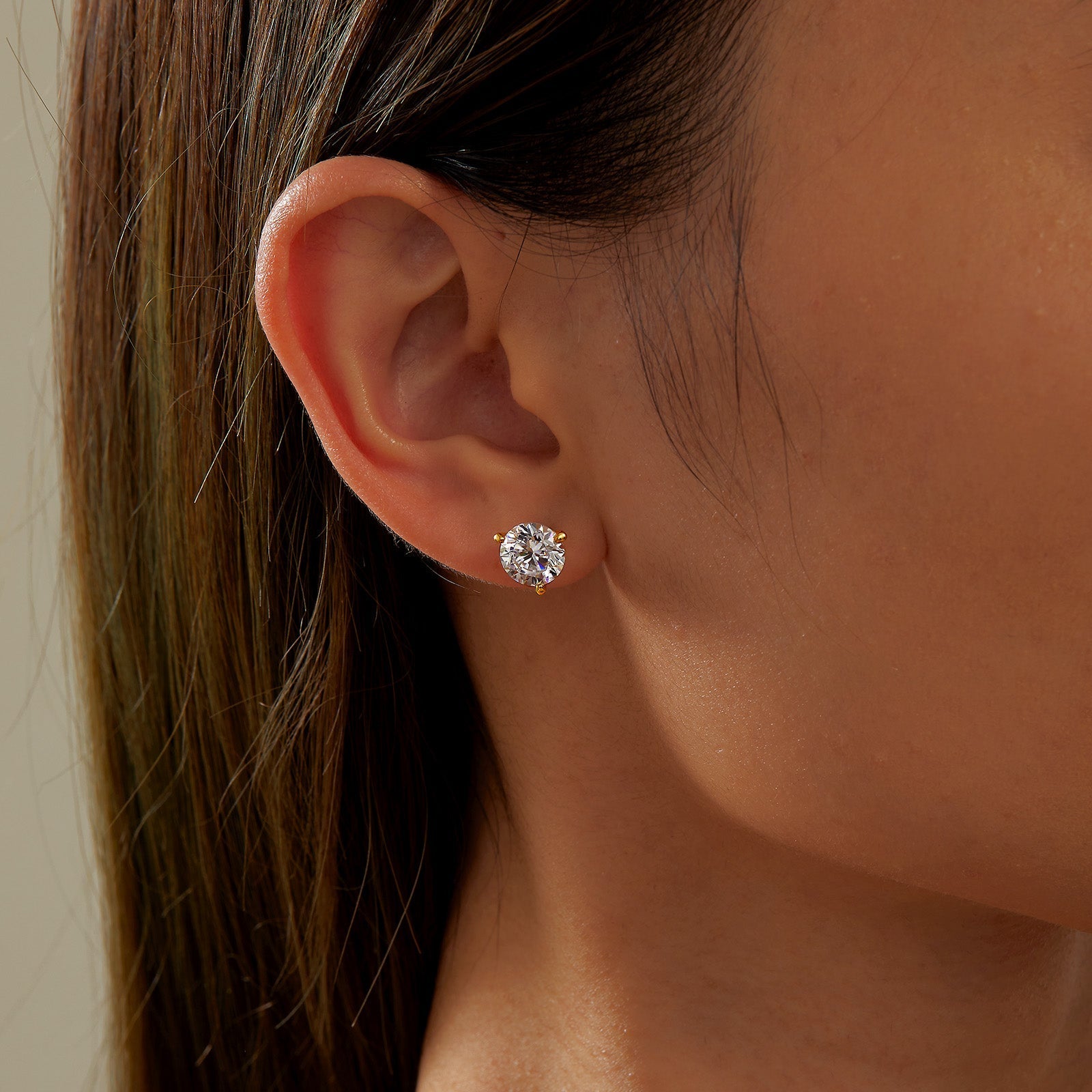 4 CTW 3 Prong Martini Stud Earrings