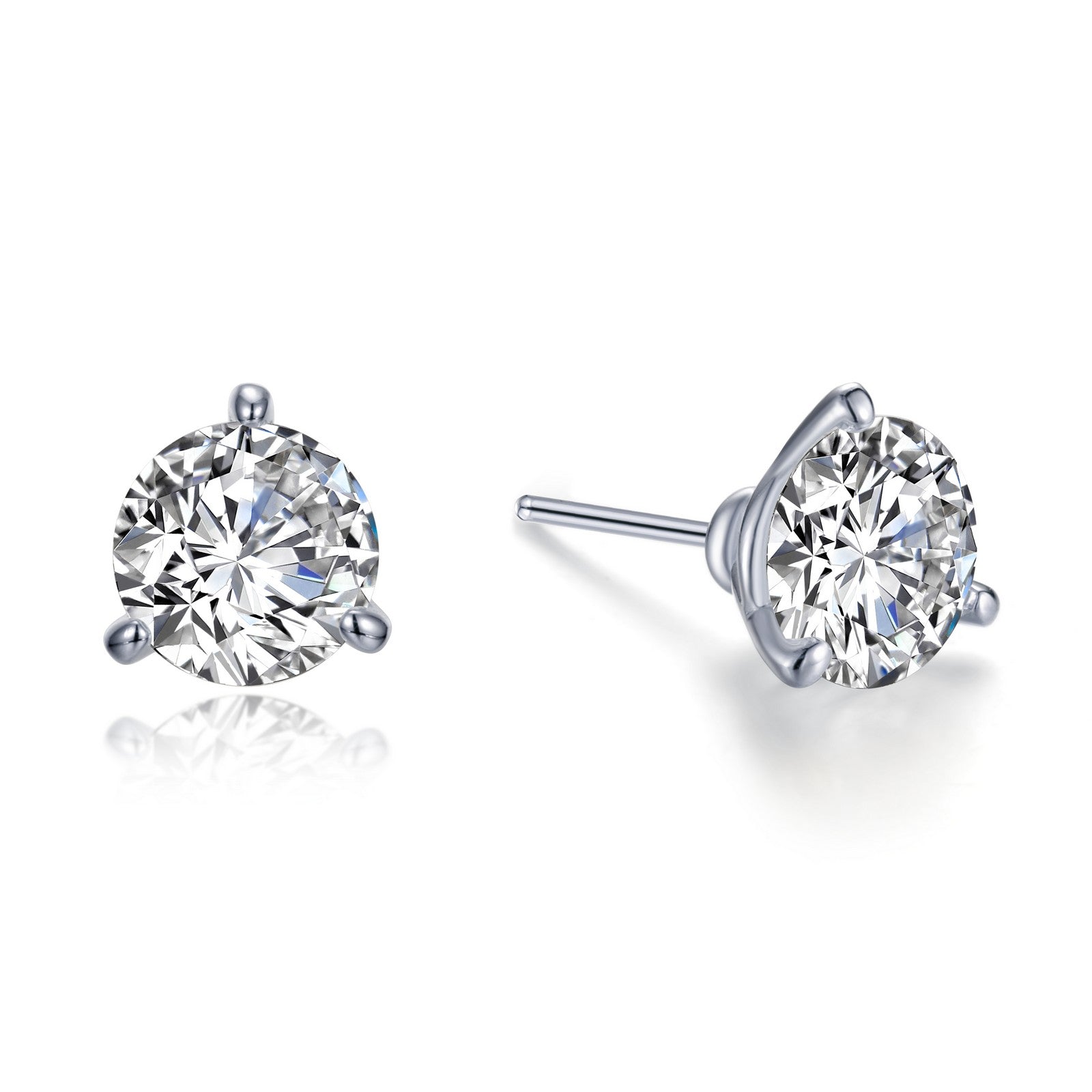 4 CTW 3 Prong Martini Stud Earrings