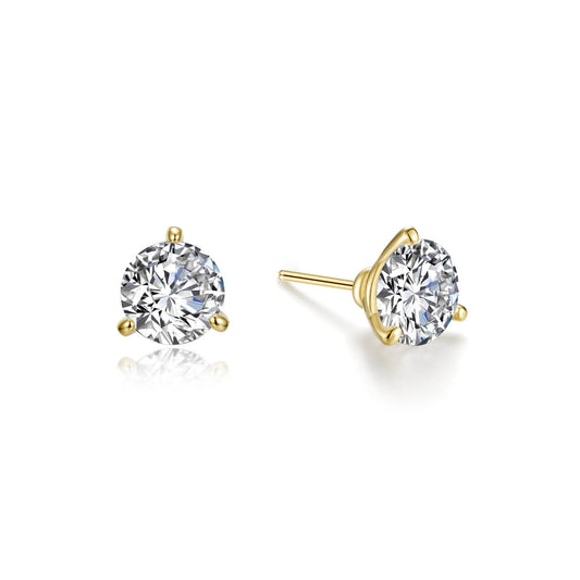1.5 CTW 3 Prong Martini Stud Earrings