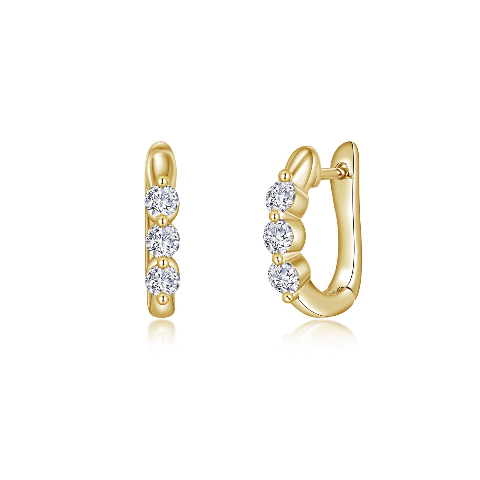 3-Stone Huggie Hoop Earrings