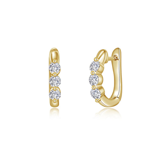 3-Stone Huggie Hoop Earrings