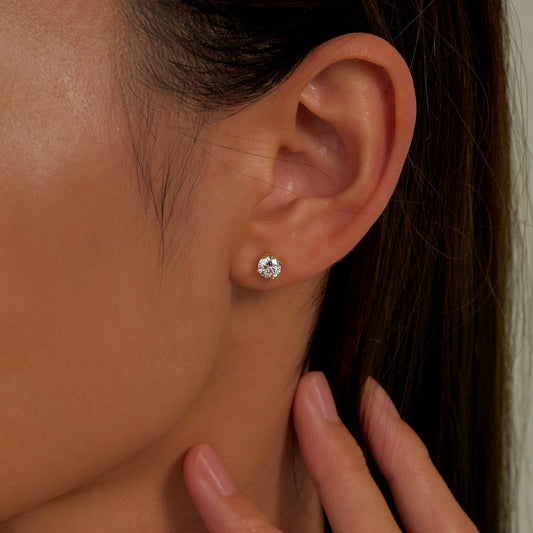 3 CTW 4 Prong Stud Earrings