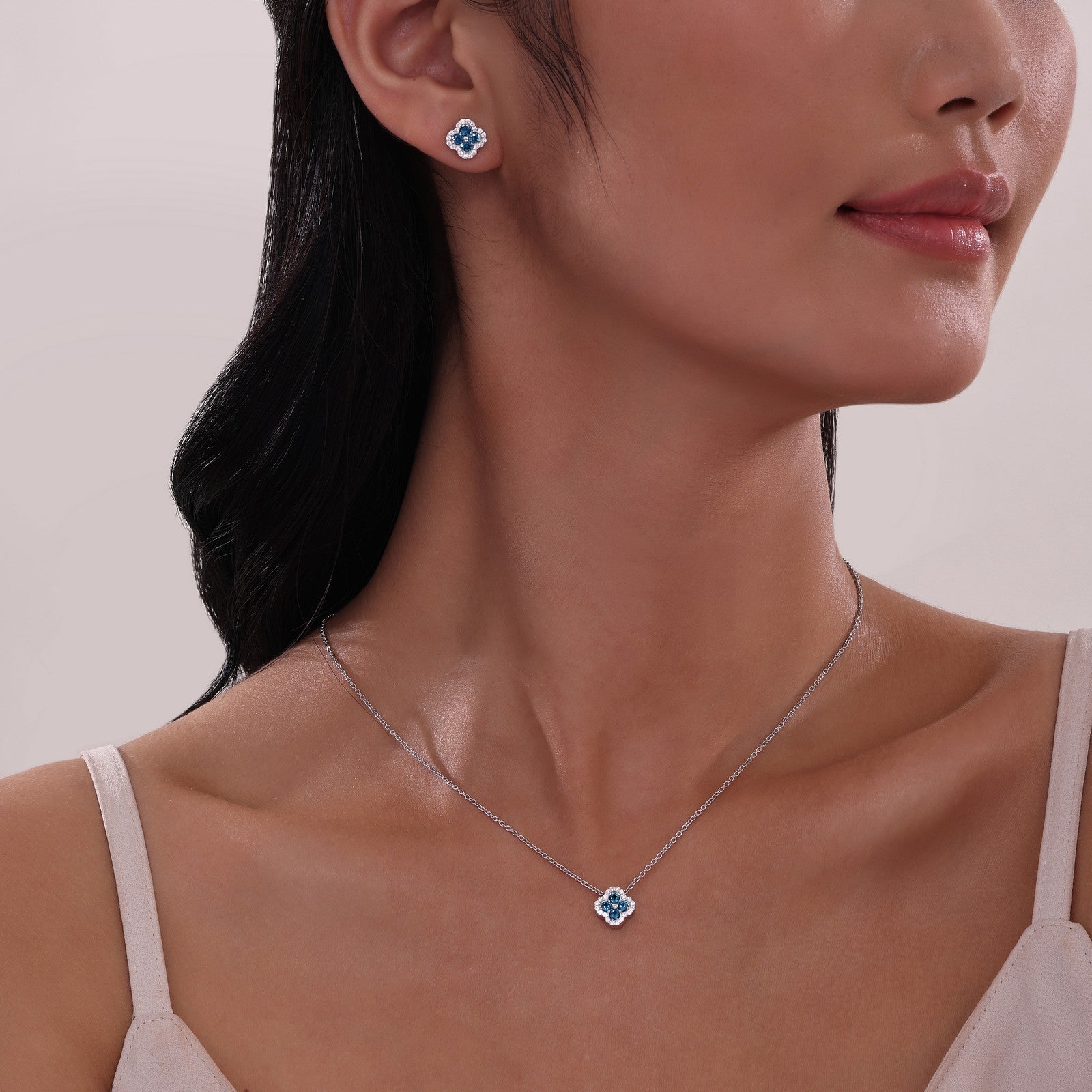 0.8 CTW Halo Stud Earrings