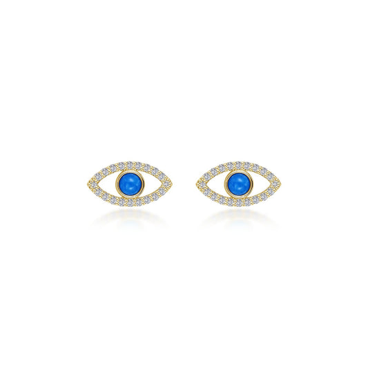 Reconstituted Turquoise Evil Eye Stud Earrings