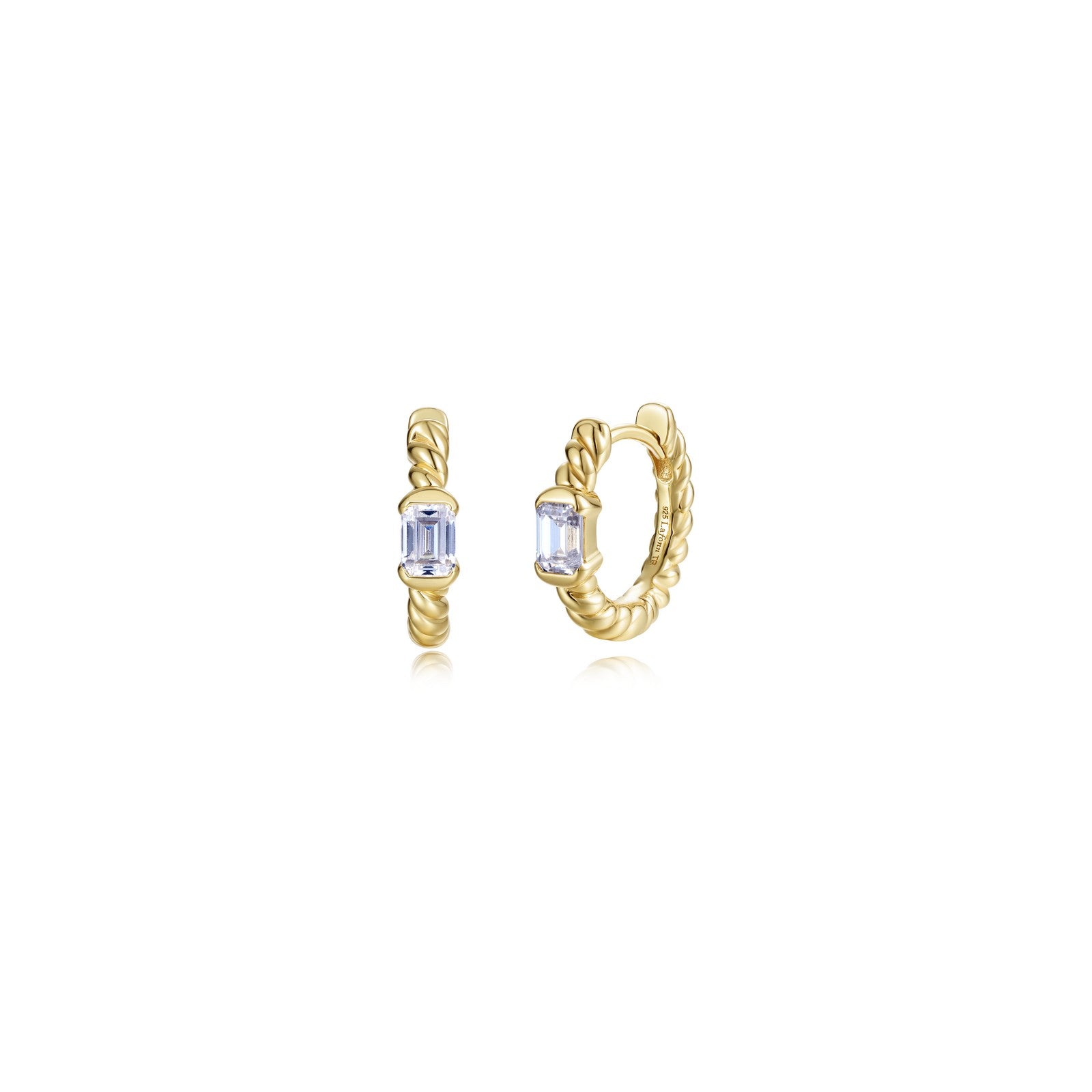 Emerald Twist Huggie Earrings