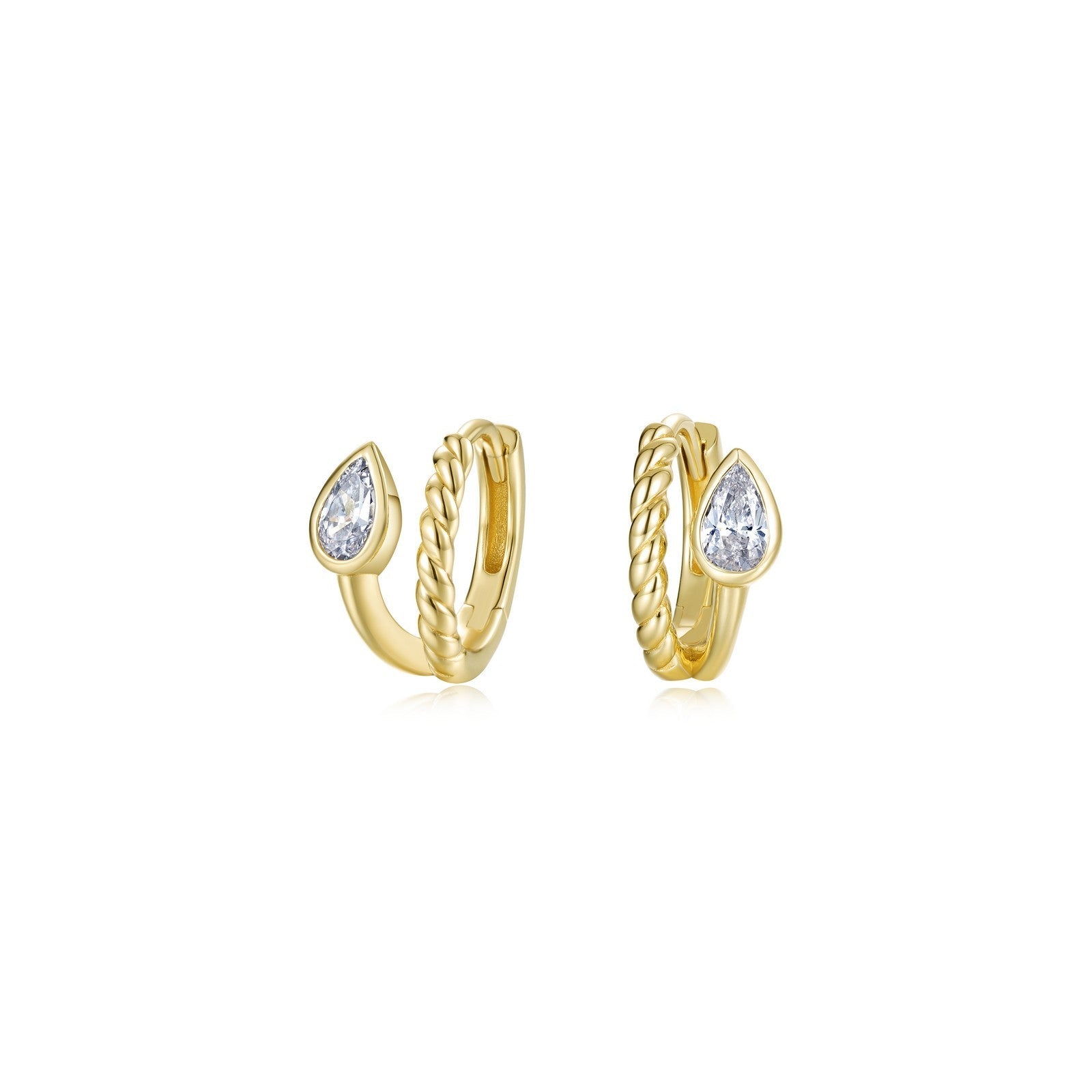 Tessa Bypass Pear Huggie Earrings