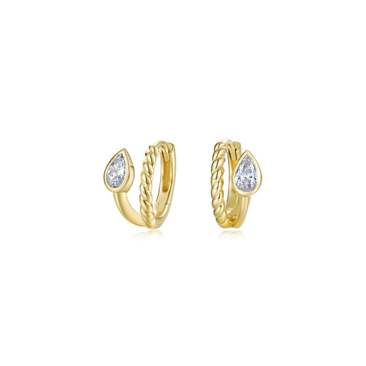 Tessa Bypass Pear Huggie Earrings