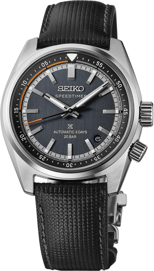 Seiko Prospex Speedtimer Automatic Dark Blue-Gray Textured Dial w/ Orange Accents 39.5mm Mne's Watch HBC004