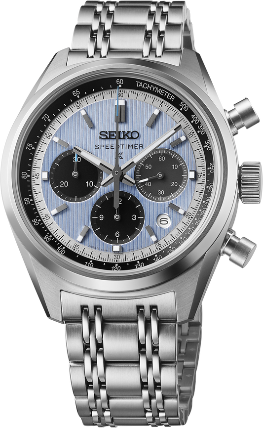 Seiko Prospex Speedtimer Automatic Chronograph Light Blue Panda Dial 42mm Men's Watch HBD001