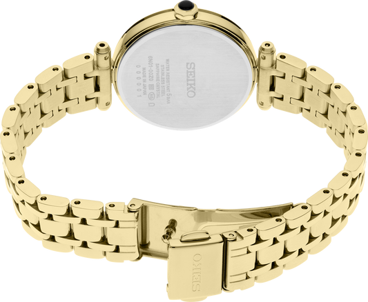 Seiko Diamonds Collection All Yellow Gold Tone MOP Dial Quartz 29mm Ladies Watch HGH008