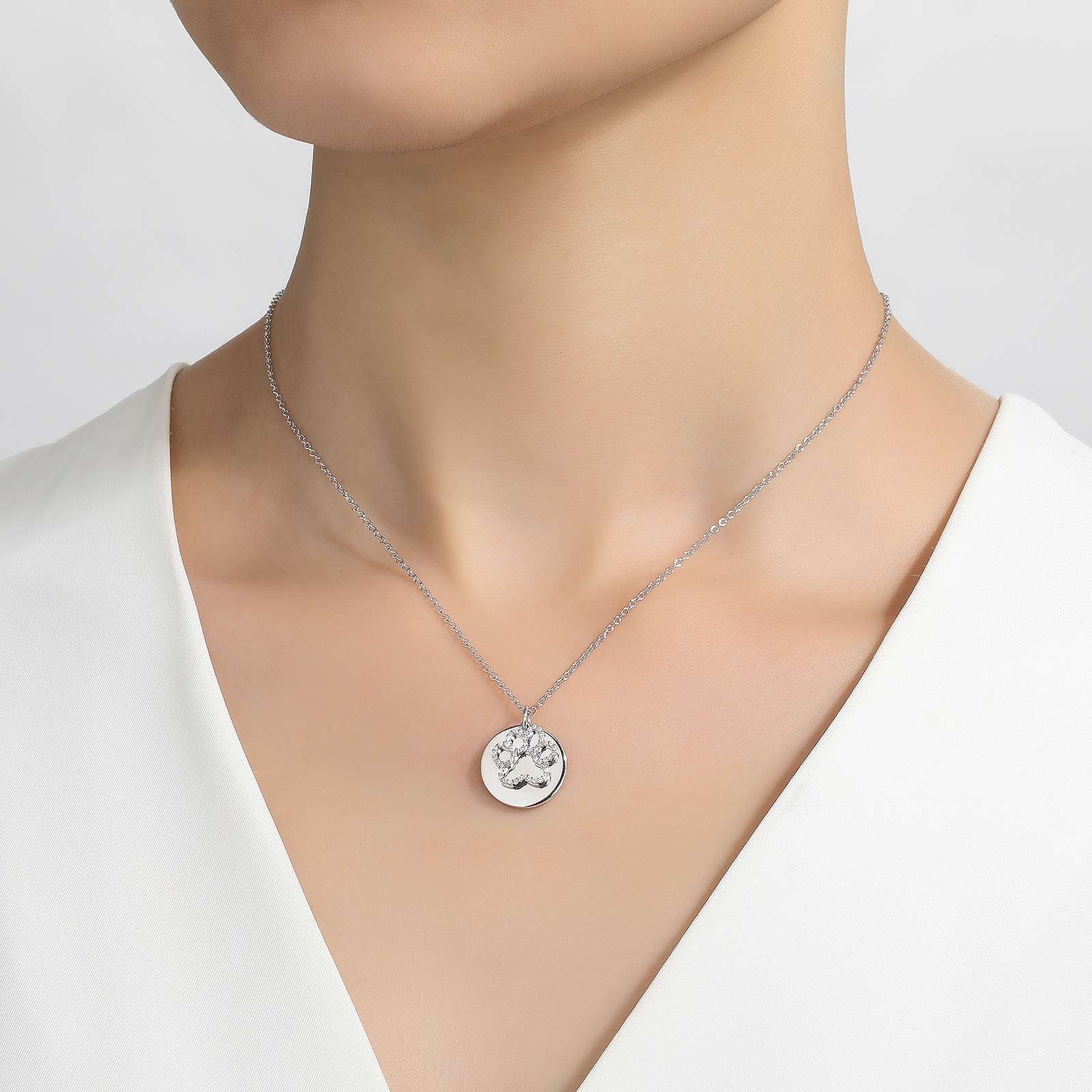 Paw Print Disc Necklace