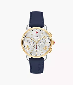 Michele Sport Sail Silver Dial Silicone Strap Women's Watch MWW01P000019