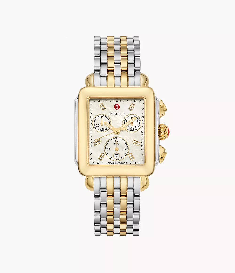 Michele Deco Two-Tone 18K Gold-Plated Diamond Dial Watch MWW06A000779