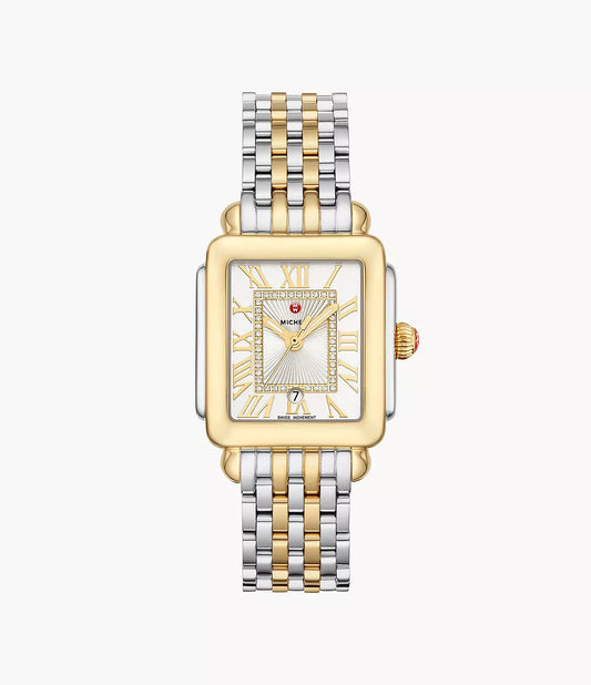Michele Deco Madison Mid Two-Tone 18K Gold-Plated Diamond Dial Watch MWW06G000013