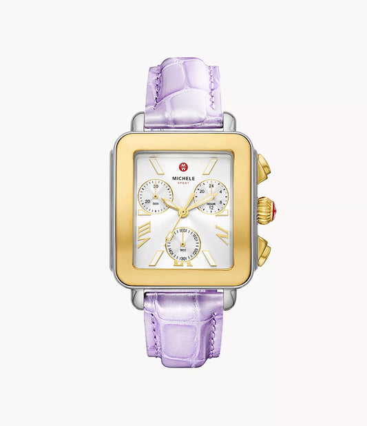 Michele Deco Sport Two-Tone Lavender Leather Watch MWW06K000064
