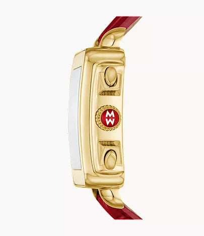 Deco Sport 18K Gold-Plated Ruby Red Leather Watch MWW06K000065