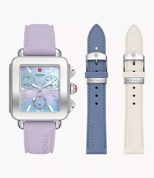 Michele Deco Sport Chronograph Stainless Steel Watch Gift Set MWW06K001SET