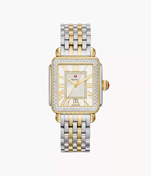 Michele Deco Madison Diamond Two-Tone 18K Gold-Plated Diamond Dial Watch MWW06T000144