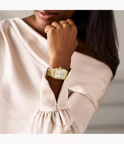 Deco Mid 18K Gold-Plated Diamond Dial Watch MWW06V000004