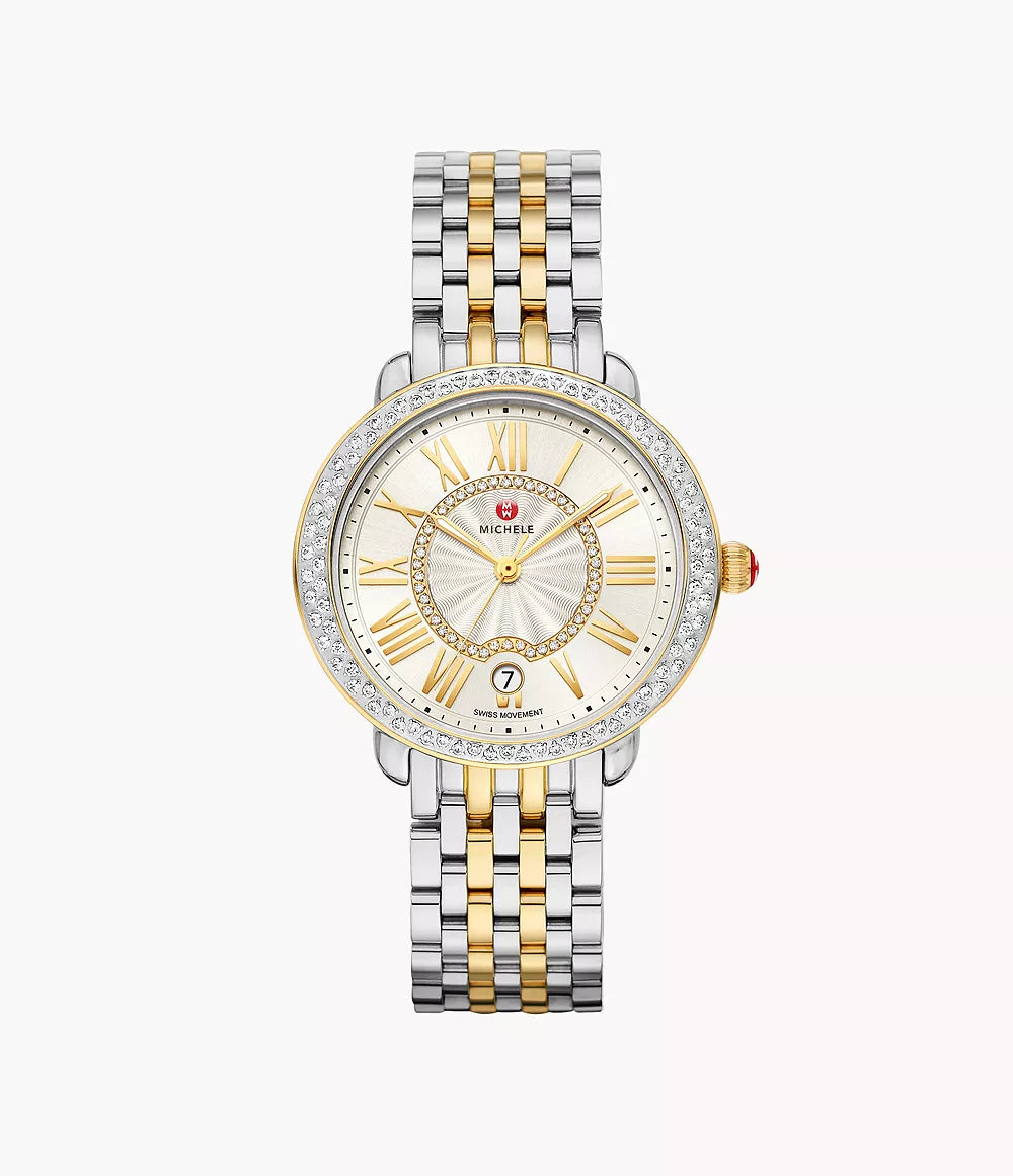 Michele Serein Mid Two-Tone 18K Gold-Plated Diamond Watch MWW21B000138