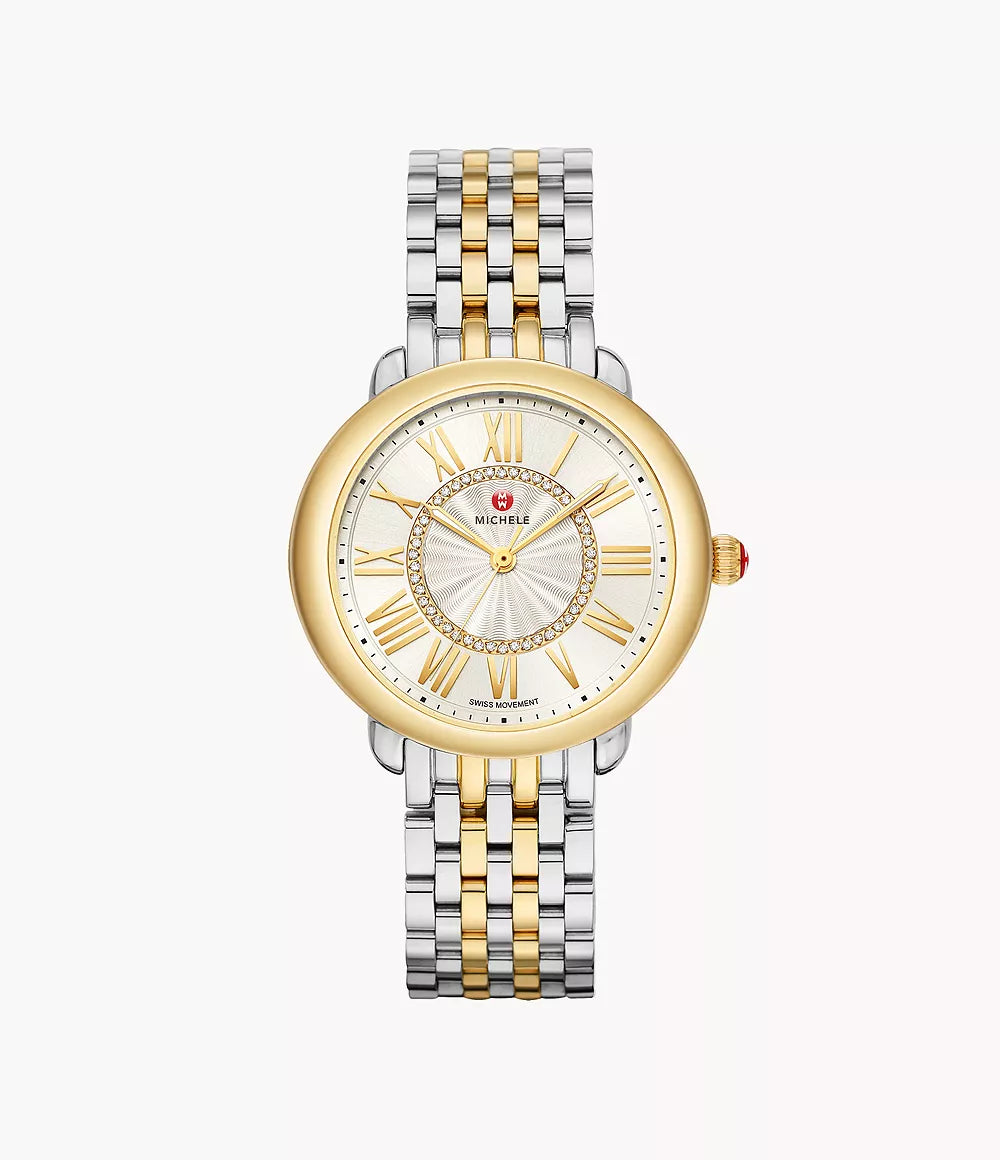 Michele Serein Mid Two-Tone 18K Gold-Plated Diamond Dial Watch MWW21B000148