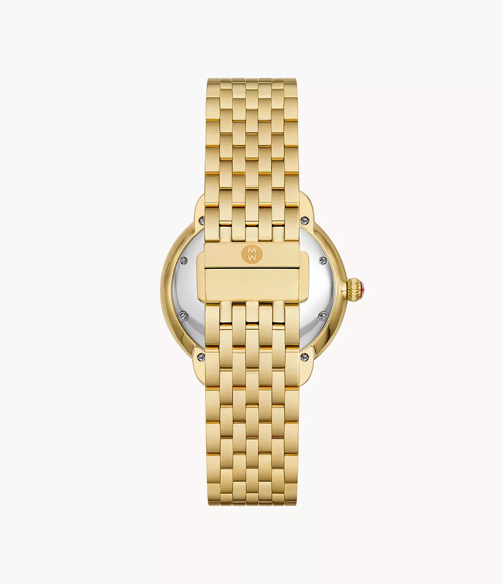 Michele Serein Mid 18k Gold-Plated Diamond Dial Watch MWW21B000160