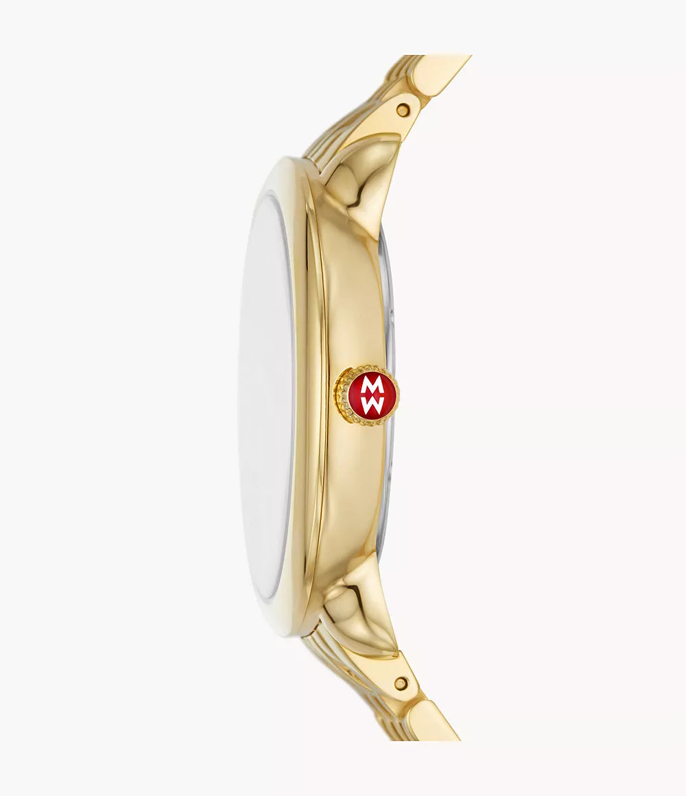 Michele Serein Mid 18k Gold-Plated Diamond Dial Watch MWW21B000160