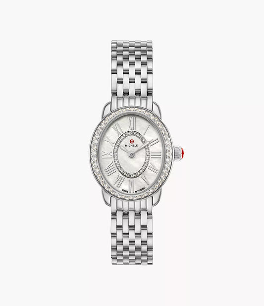 Michele Serein Oval Diamond Stainless Steel Watch MWW21H000001