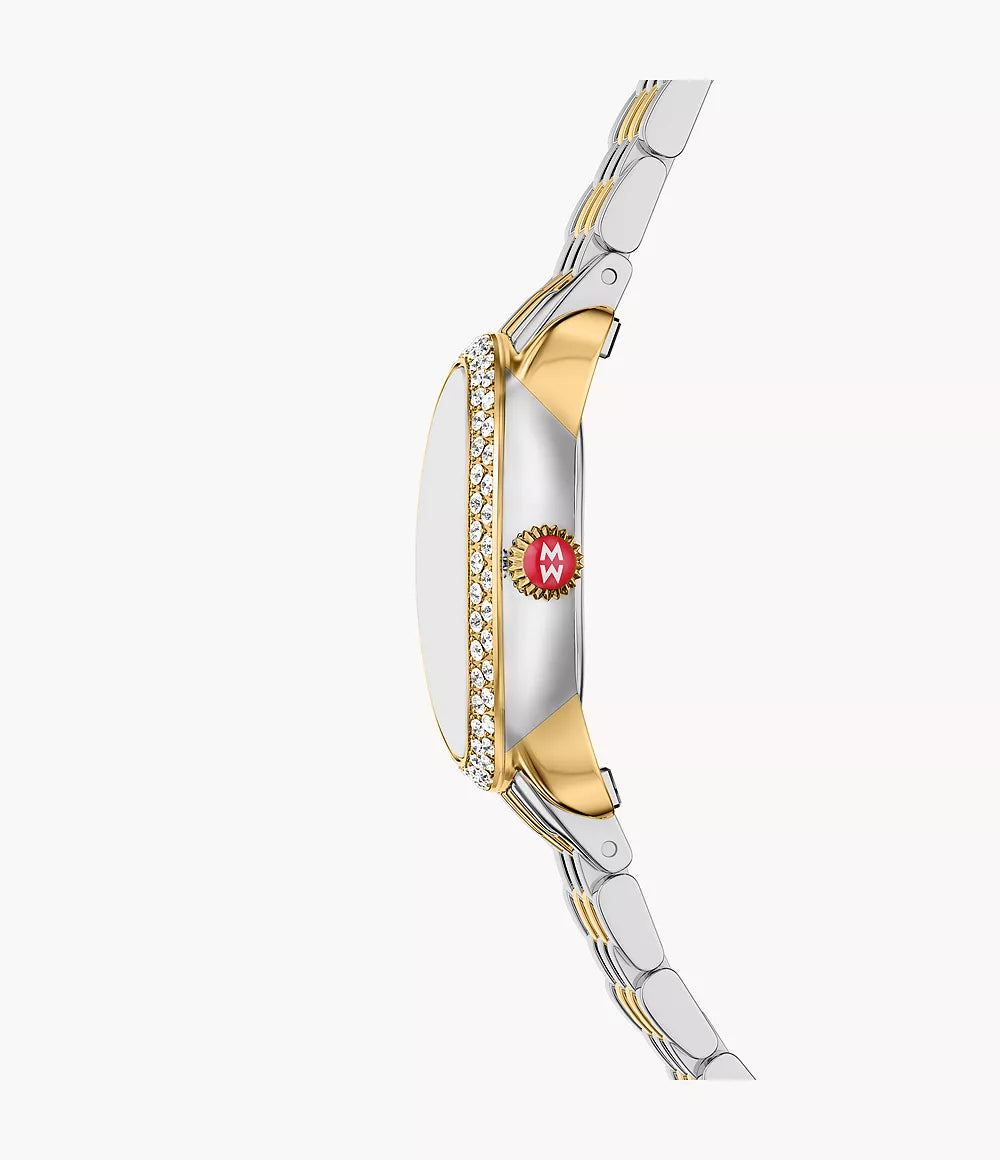 Michele Serein Oval Diamond Two-Tone 18K Gold-Plated Watch MWW21H000002