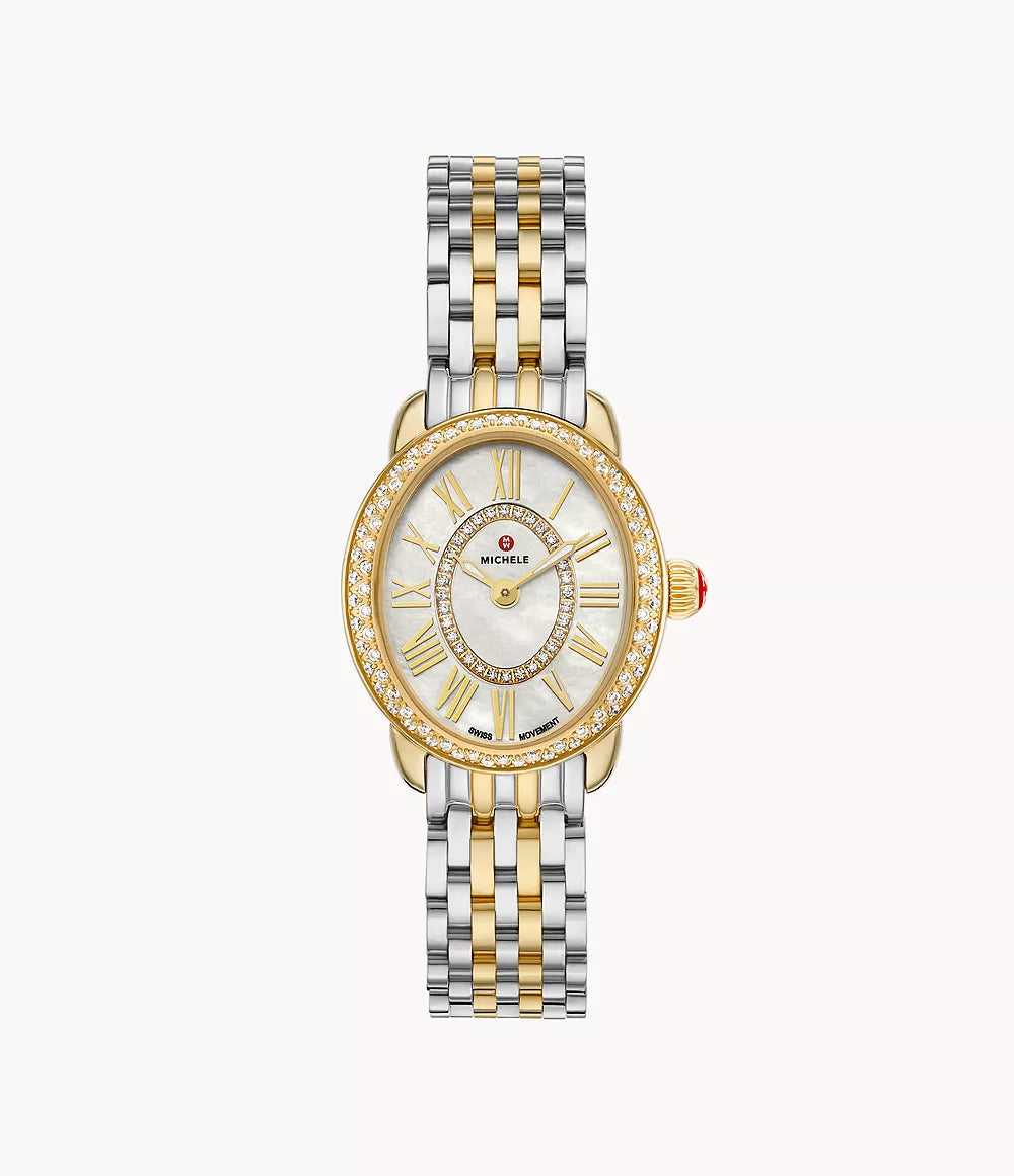 Michele Serein Oval Diamond Two-Tone 18K Gold-Plated Watch MWW21H000002
