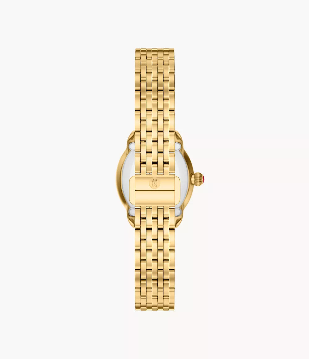 Michele Serein Oval Diamond 18K Gold-Plated Watch MWW21H000003