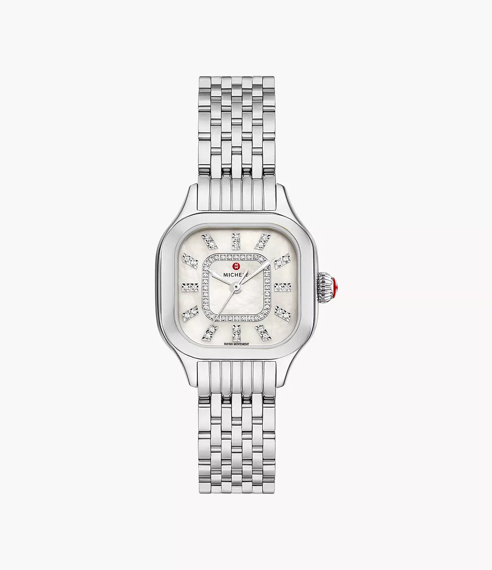Michele Meggie Stainless Steel Diamond Dial Watch MWW33B000008