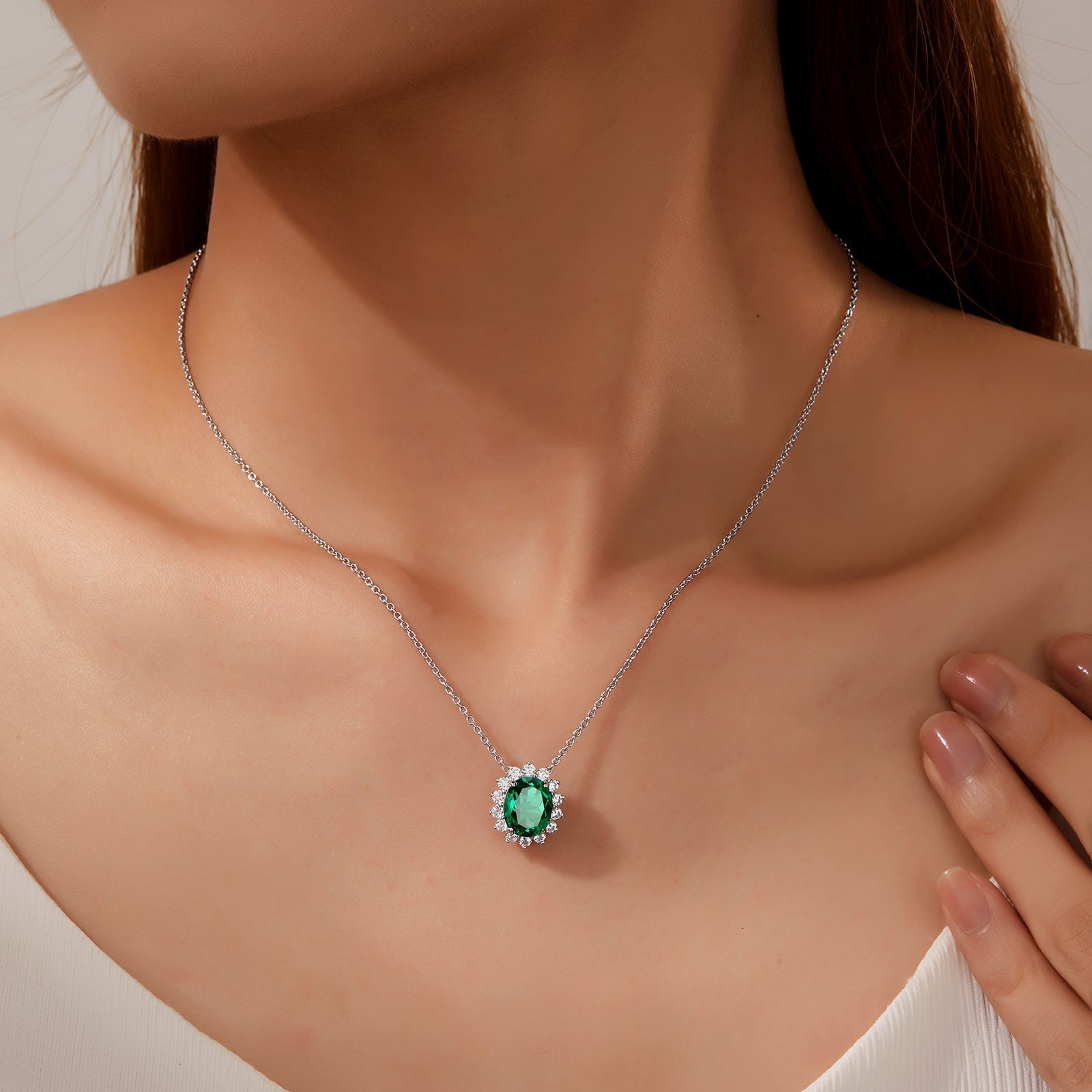 3.35 CTW Halo Necklace