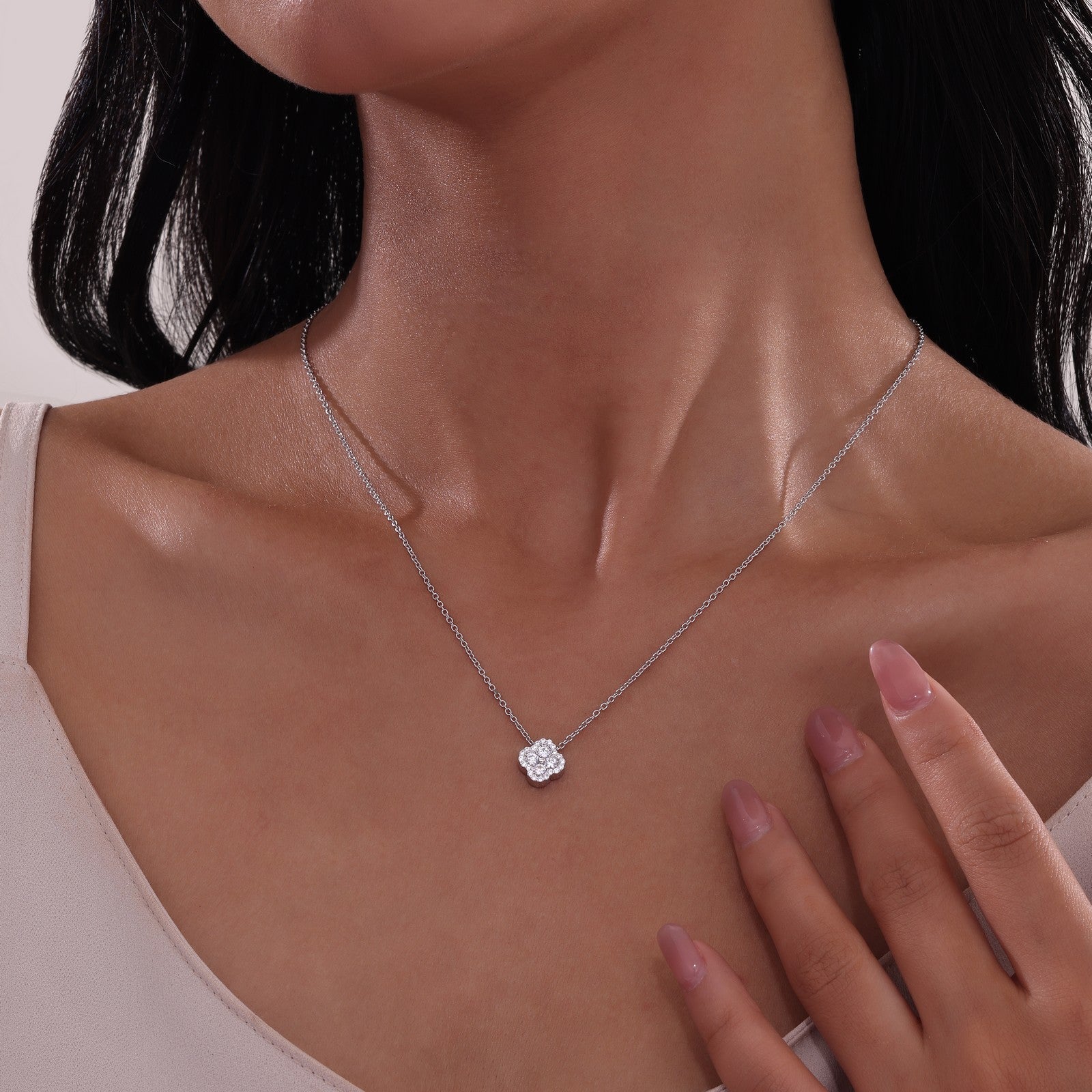0.65 CTW Halo Necklace