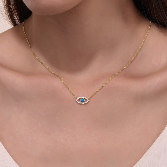 Reconstituted Turquoise Evil Eye Necklace